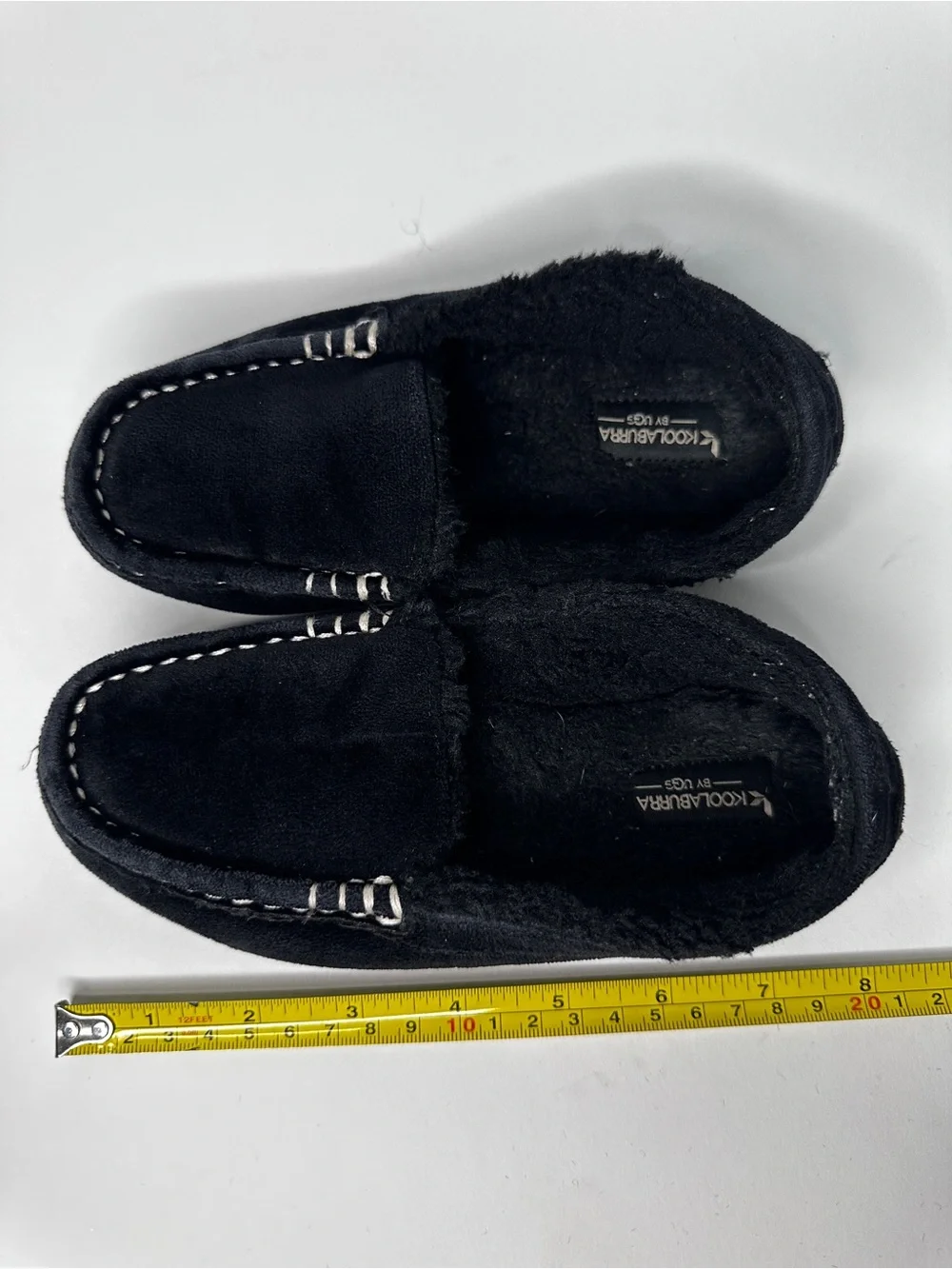 Koolaburra Black Faux-Suede Fur-Lined Moccasin Slippers